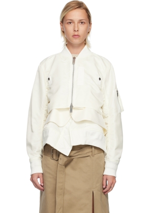 sacai Off-White Nylon Twill & Wool Melton Blouson Jacket