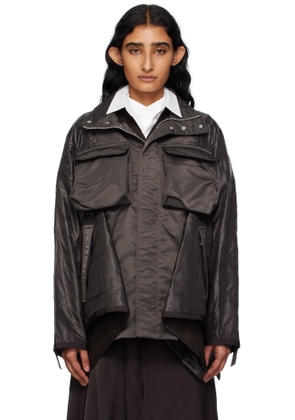 sacai Brown Nylon Twill Mix Coat