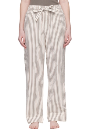 Tekla Off-White & Brown Poplin Pyjama Pants