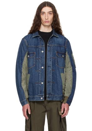 sacai Navy & Khaki Nylon Twill & Denim Jacket