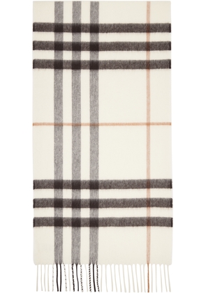 Burberry Off-White Check Cashmere Scarf