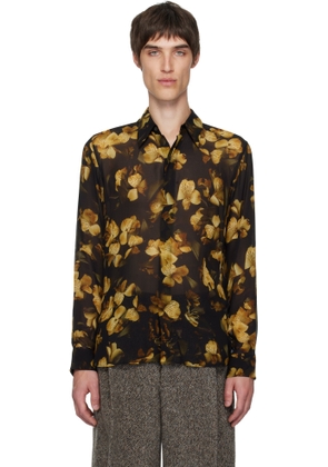 Dries Van Noten Black Sheer Viscose Shirt