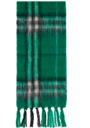 Burberry Green Check Mohair Wool Scarf