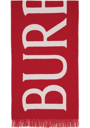 Burberry Red & White Logo Wool Scarf