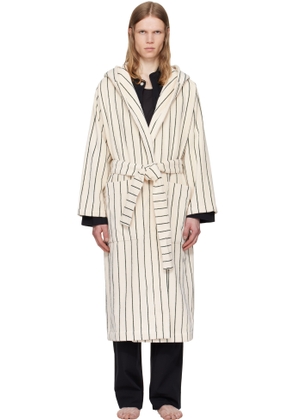 Tekla Off-White & Green Terry Hooded Bathrobe