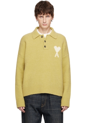 AMI Paris Yellow Alpaca Long Sleeves Ami de Coeur Polo