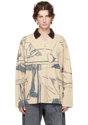 JW Anderson Beige Printed Rugby Polo