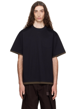 sacai Navy Cotton Jersey T-shirt