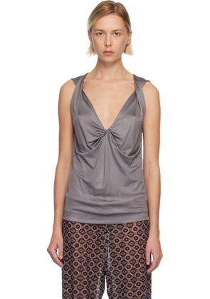 Dries Van Noten Gray Twisted Tank Top