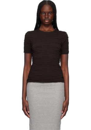 Jil Sander Brown Short Sleeve Embroidered T-shirt