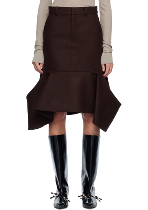 sacai Brown Wool Melton Midi Skirt