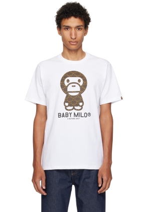 BAPE White College Monogram Baby Milo T-shirt
