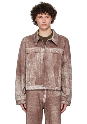 CAMPERLAB Burgundy Paint Print Denim Jacket