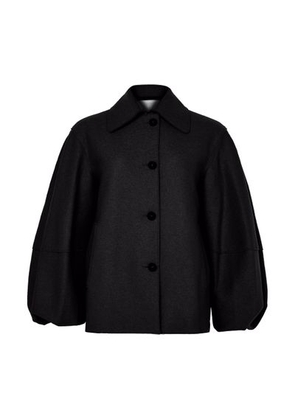 Puff-sleeved jacket in pressed wool