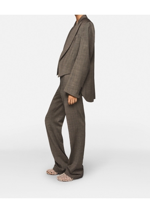 Stella McCartney - Cropped Pinstripe Wool Blazer, , Size: 44