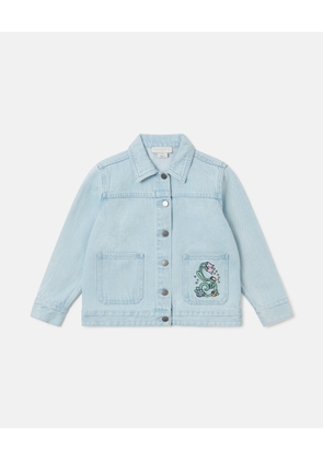 Stella McCartney - Floral Embroidered Denim Jacket, Woman, Light blue, Size: 4