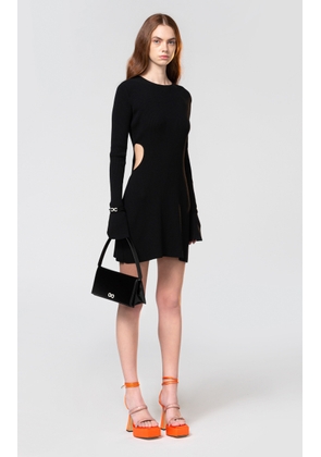 Mach & Mach Cutout Bow Adorned Rib Knit Mini Dress - Moda Operandi
