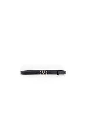 Crystal V Logo Leather Belt