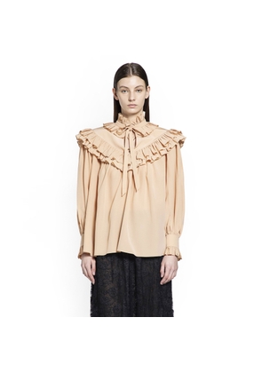 Oversize ruffle top in crêpe de chine