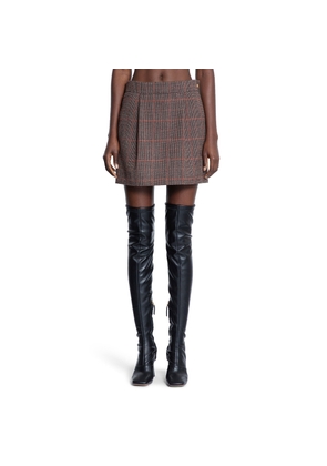 Pleated Mini Skirt in Check Wool