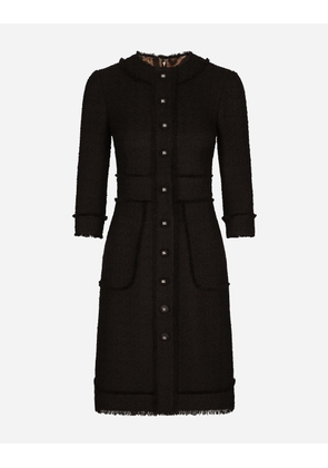 Dolce & Gabbana Raschel Tweed Midi Dress - Woman Dresses Black 44