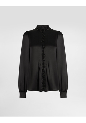 Dolce & Gabbana Silk Satin Top - Woman Shirts And Tops Black Silk 50