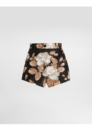 Dolce & Gabbana Vintage Rose-print Brocade Shorts - Woman Pants And Shorts Print 40