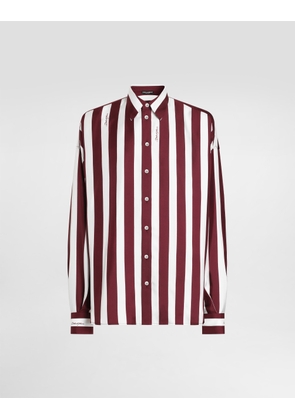 Dolce & Gabbana Striped Silk Twill Shirt - Man Shirts Multicolor 39