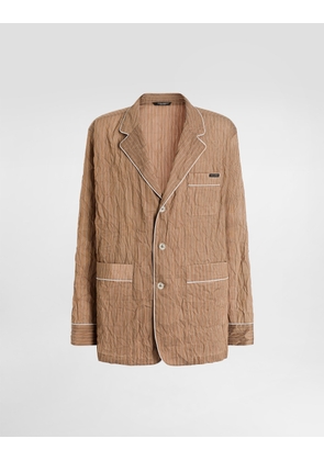 Dolce & Gabbana Crinkled Striped Fabric Shirt-style Vanity Robe - Man Underwear And Loungewear Multicolor 48