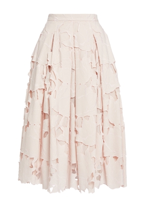 Erdem Cutout Cotton Blend Pleated Midi Skirt - Moda Operandi