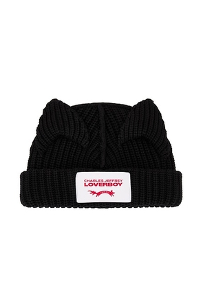Charles Jeffrey LOVERBOY Chunky Ears Beanie in Black - Black. Size all.