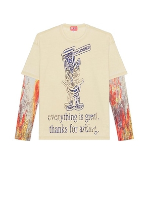 Diesel T-Boxt Long Sleeve Tee in Brown - Cream. Size S (also in ).