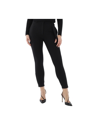 Burberry Strap Detail Stretch Crepe Jersey Trousers In Black