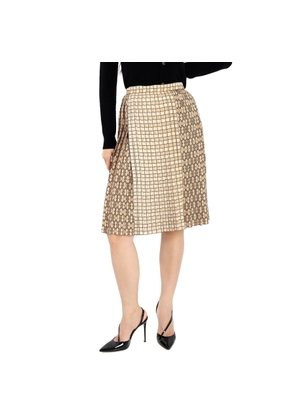 Burberry Ladies Contrast Graphic Print Pleated Skirt