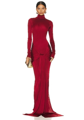 Helsa Slinky Jersey Sarong Maxi Dress in Samba Red - Red. Size S (also in ).