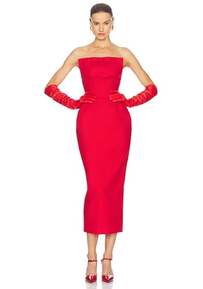 Helsa The S Curve Dress With Bow in Lipstick Red - Red. Size XS (also in ).