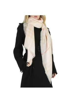 Burberry Cameo Check Wool Silk Fringed Scarf