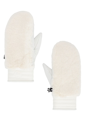Fusalp Faux Fur Mittens in Desert & Neige - White. Size 8 (also in ).