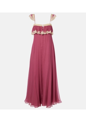 Chloe Lace-trimmed silk muslin maxi dress