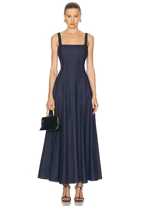 NICHOLAS Athena Sleeveless Paneled Midi Dress in Indigo - Blue. Size 0 (also in 2, 4).