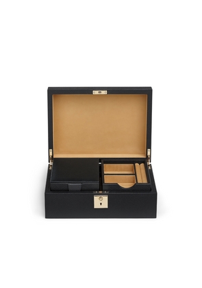 Smythson Jewellery Box With Travel Tray In Panama In Black