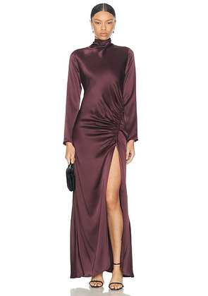 Lapointe Satin Bias Tab Slit Gown in Mulberry - Burgundy. Size 2 (also in ).