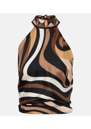 Pucci Marmo halterneck silk satin top
