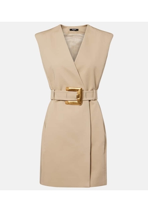 Balmain Belted cotton minidress