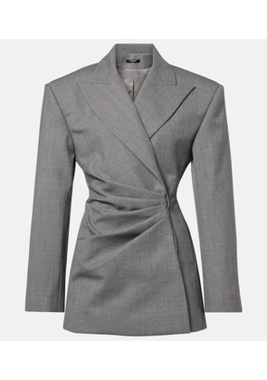 Balmain Draped virgin wool blazer dress