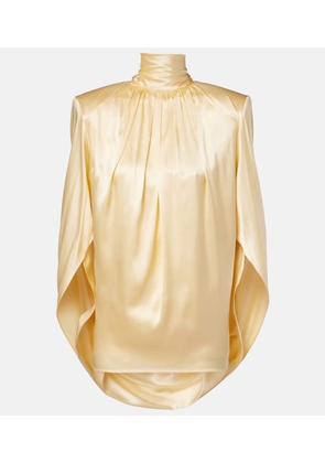 Mugler Draped silk-blend satin top