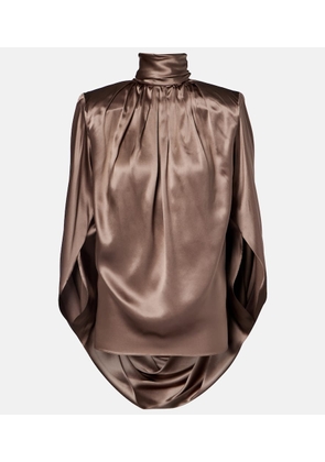 Mugler Draped silk-blend satin top
