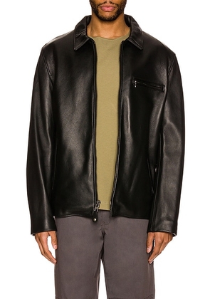 Schott Collar Lamb Leather Jacket in Black - Black. Size M (also in S, XL/1X).