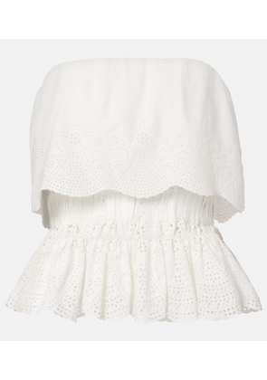Posse Beryl broderie anglaise peplum cotton top