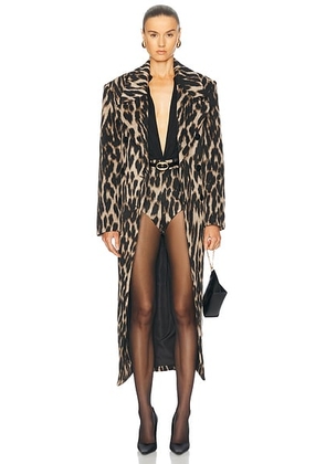 SEROYA Chiara Coat in Bengal Print - Brown. Size XS (also in ).